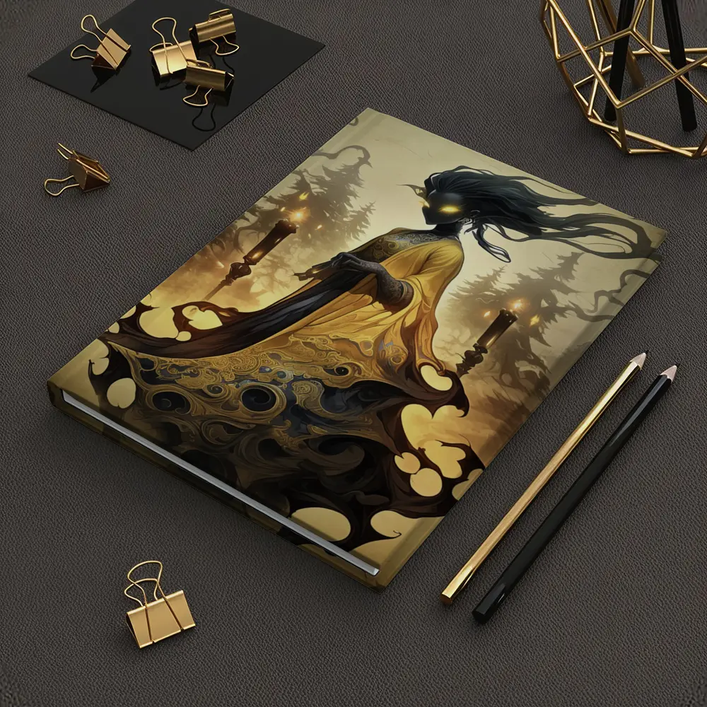 Dark Spirit Figure Glowing Eyes Forest Fantasy – Notebooks