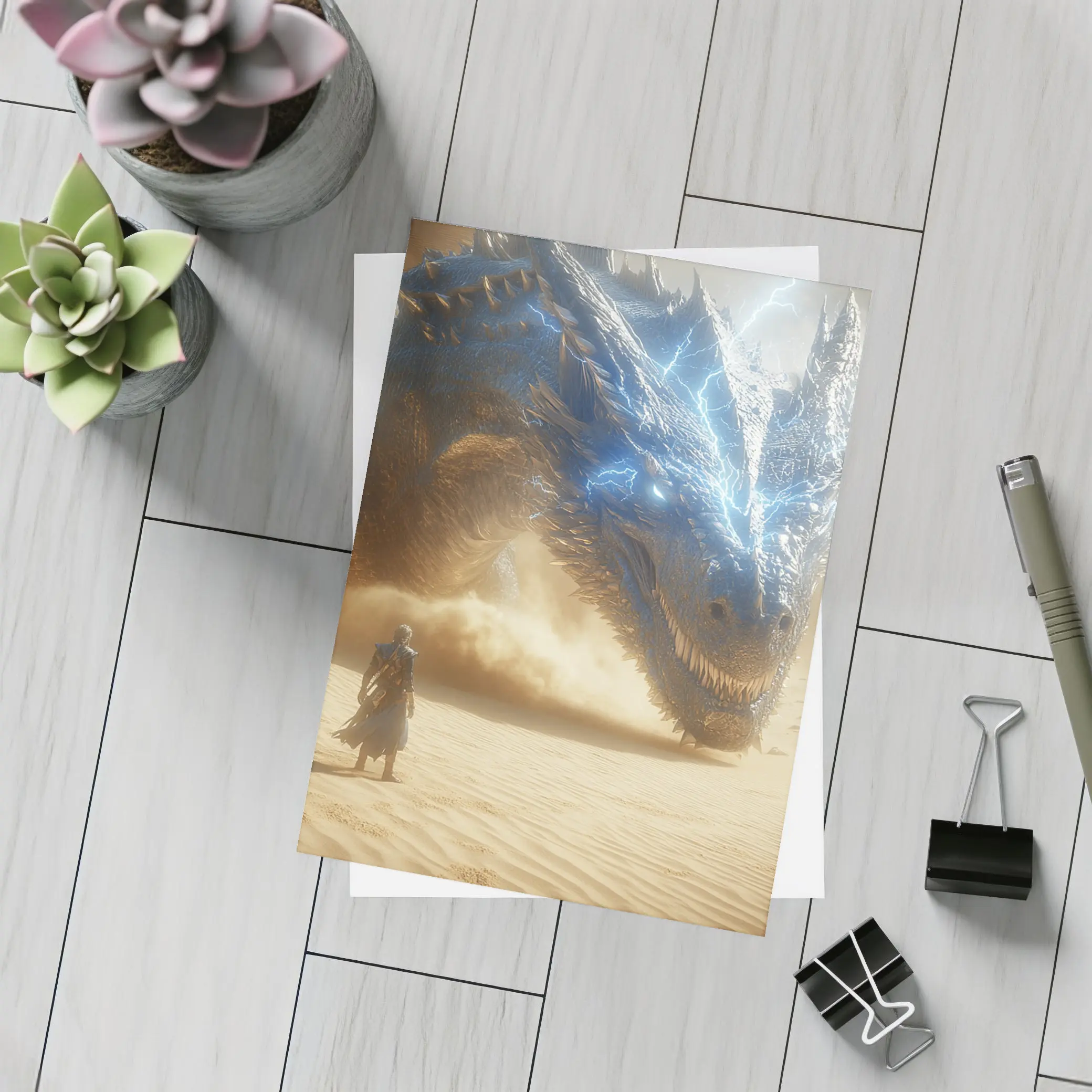 Blue Lightning Dragon Warrior Desert Confrontation – Postcards