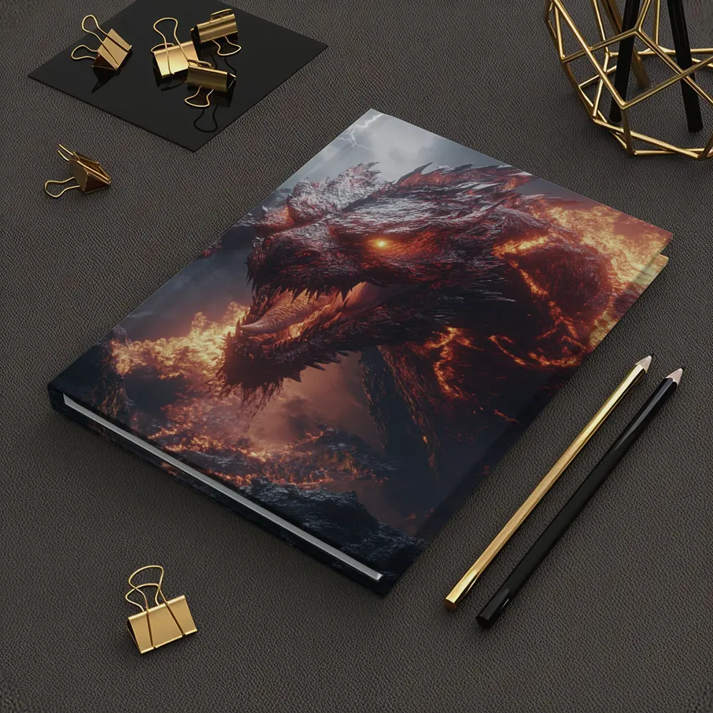 Fire Dragon Roaring Over Dark Mountains – Notebooks