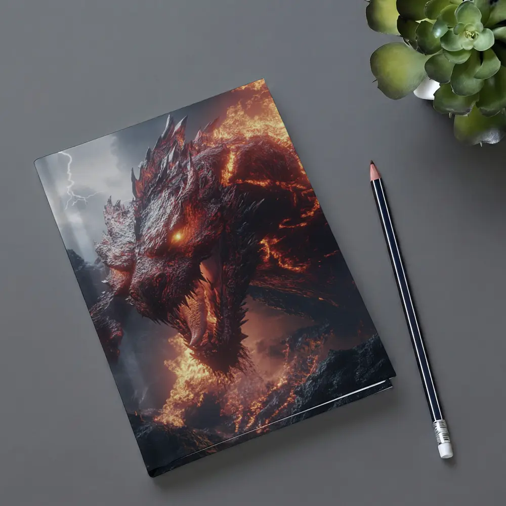 Fire Dragon Roaring Over Dark Mountains – Notebooks