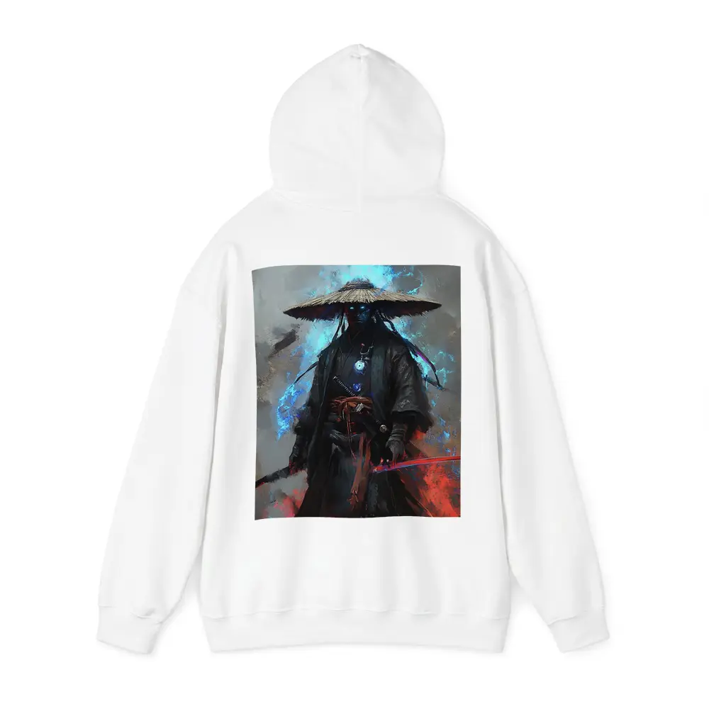 Dark Samurai Warrior with Glowing Blue Energy – Hoodies