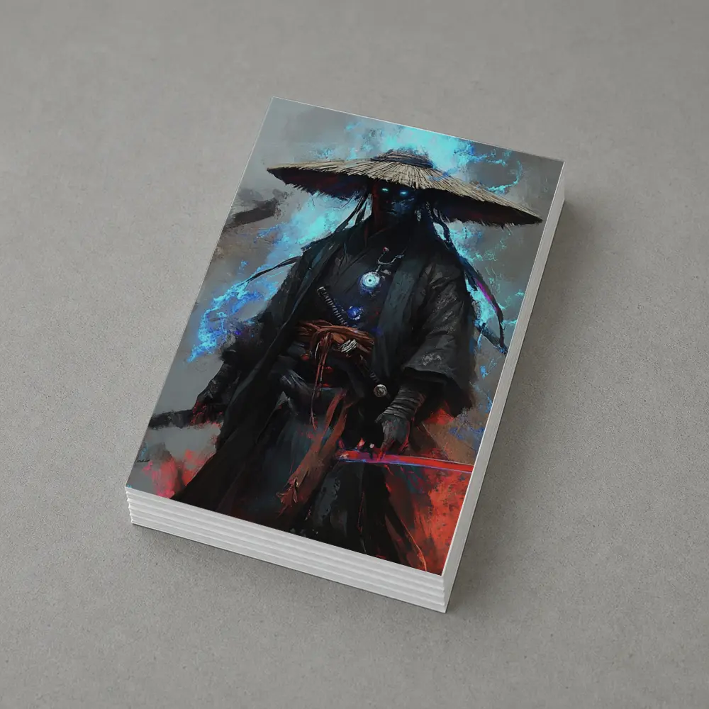 Dark Samurai Warrior with Glowing Blue Energy – Postcards