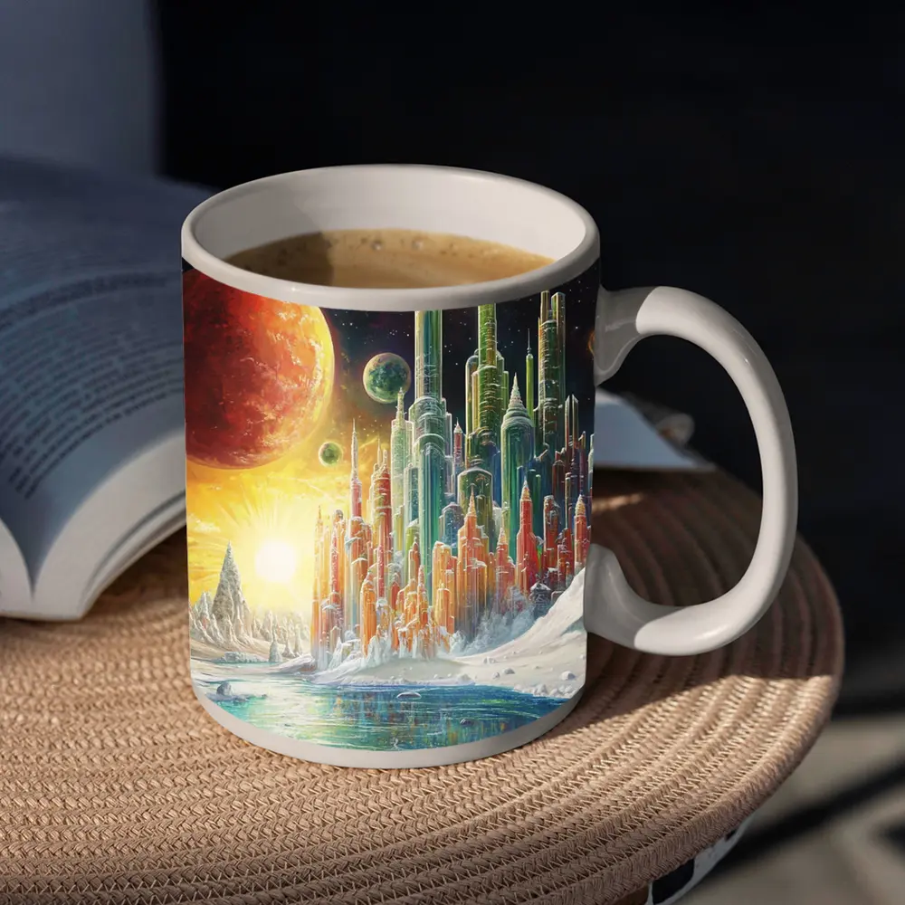 Futuristic City Alien Planet Space Art – Mugs