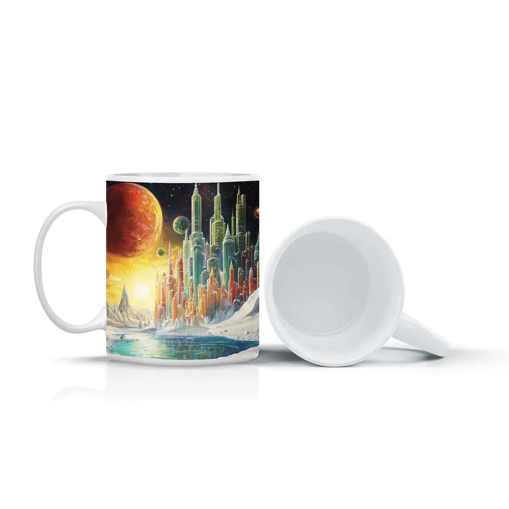 Futuristic City Alien Planet Space Art – Mugs