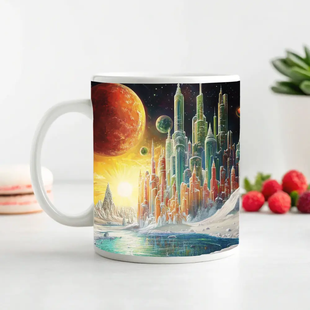 Futuristic City Alien Planet Space Art – Mugs