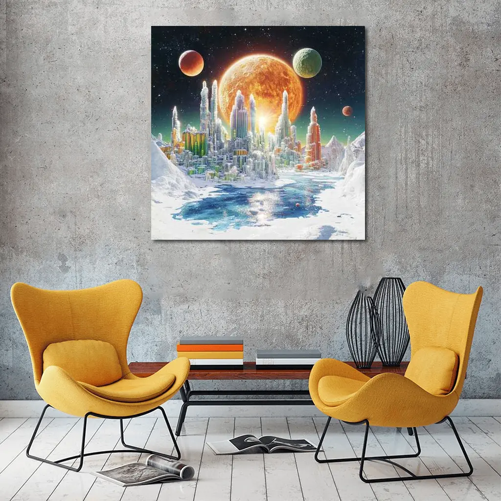 Alien Crystal City Frozen Planet Space – Wall Art