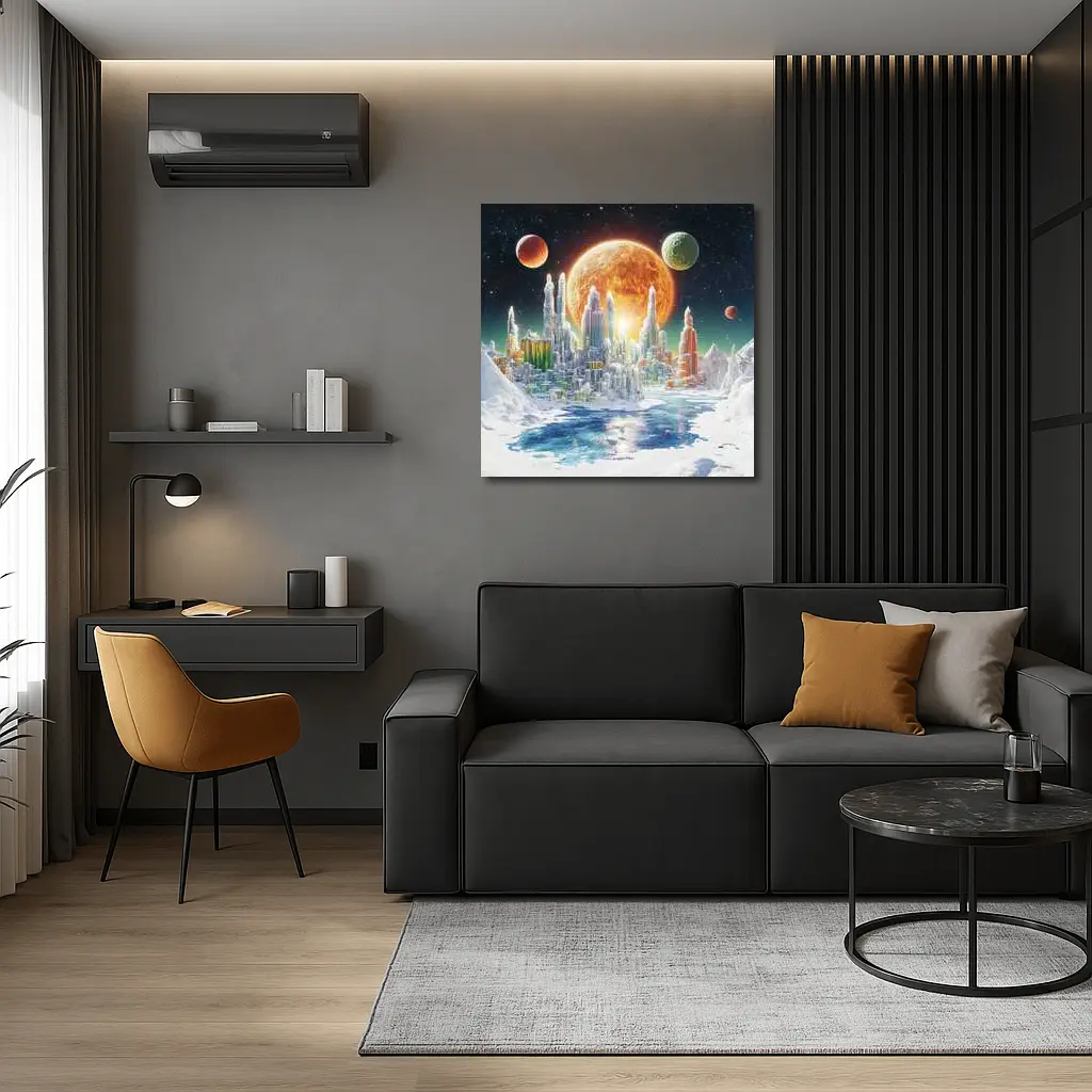 Alien Crystal City Frozen Planet Space – Wall Art
