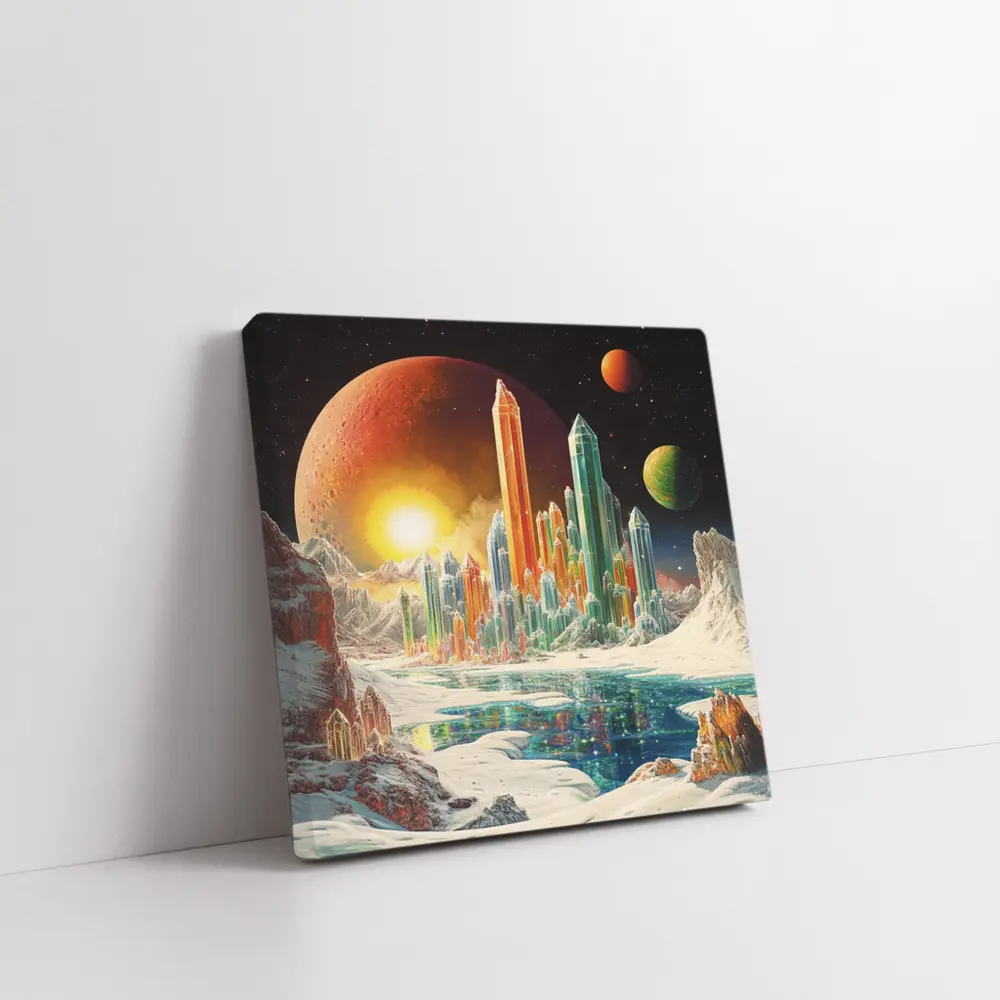 Retro Sci Fi Crystal City Space Landscape – Wall Art