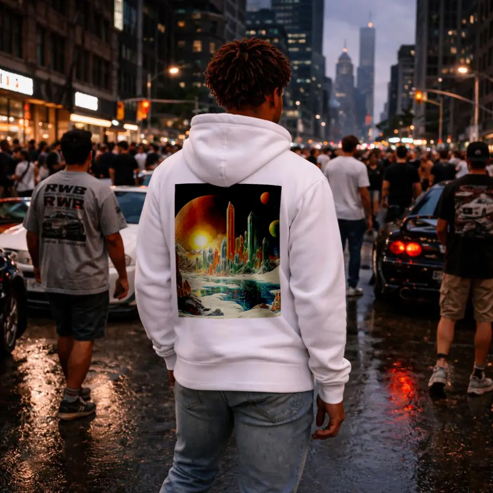 Retro Sci Fi Crystal City Space Landscape – Hoodies
