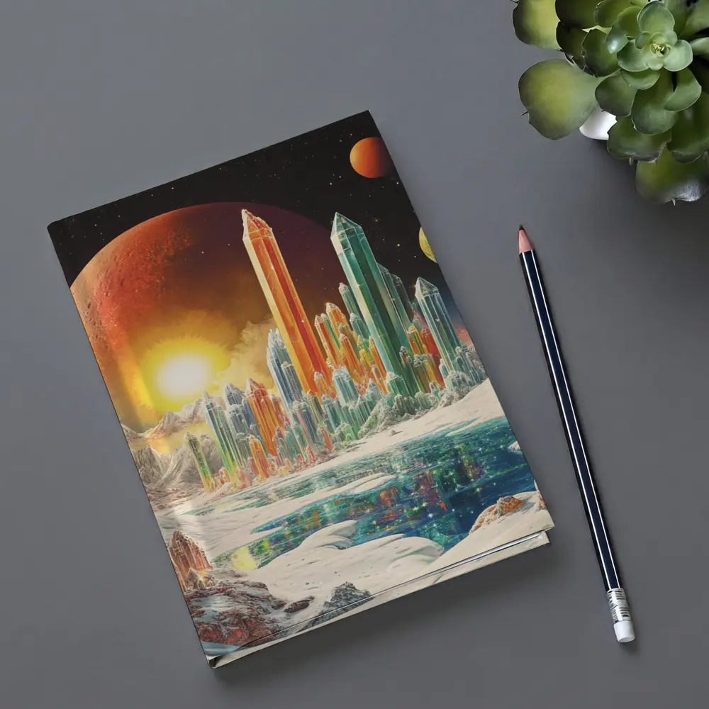 Retro Sci Fi Crystal City Space Landscape – Notebooks