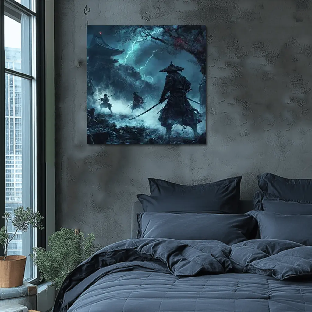 Samurai Warriors Storm Dark Mystical Temple – Wall Art