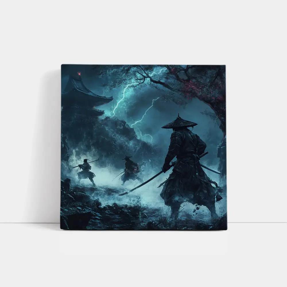 Samurai Warriors Storm Dark Mystical Temple – Wall Art