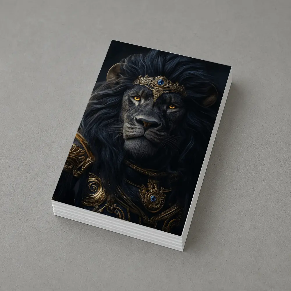 Dark Lion King Gold Armor Fantasy Portrait – Postcards