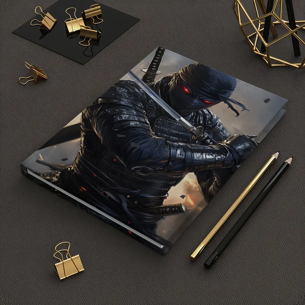 Dark Ninja Warrior Dual Swords Battle Scene – Notebooks