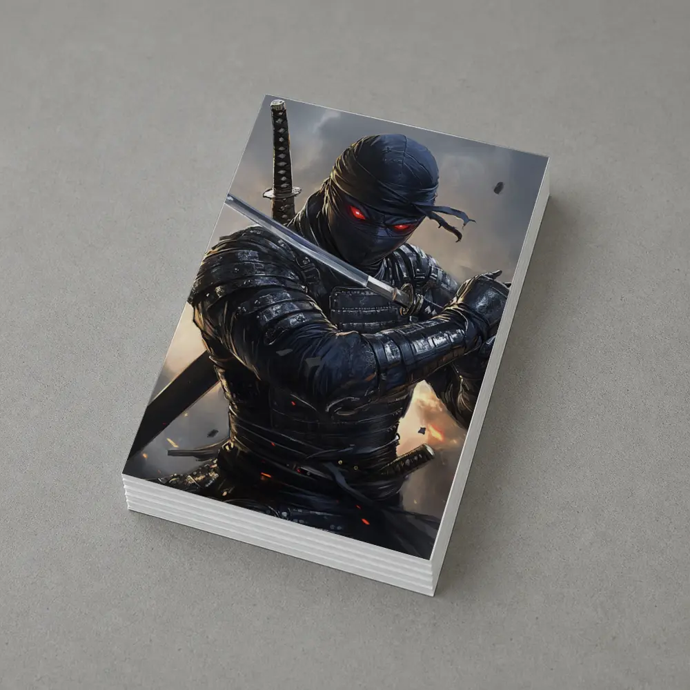 Dark Ninja Warrior Dual Swords Battle Scene – Postcards