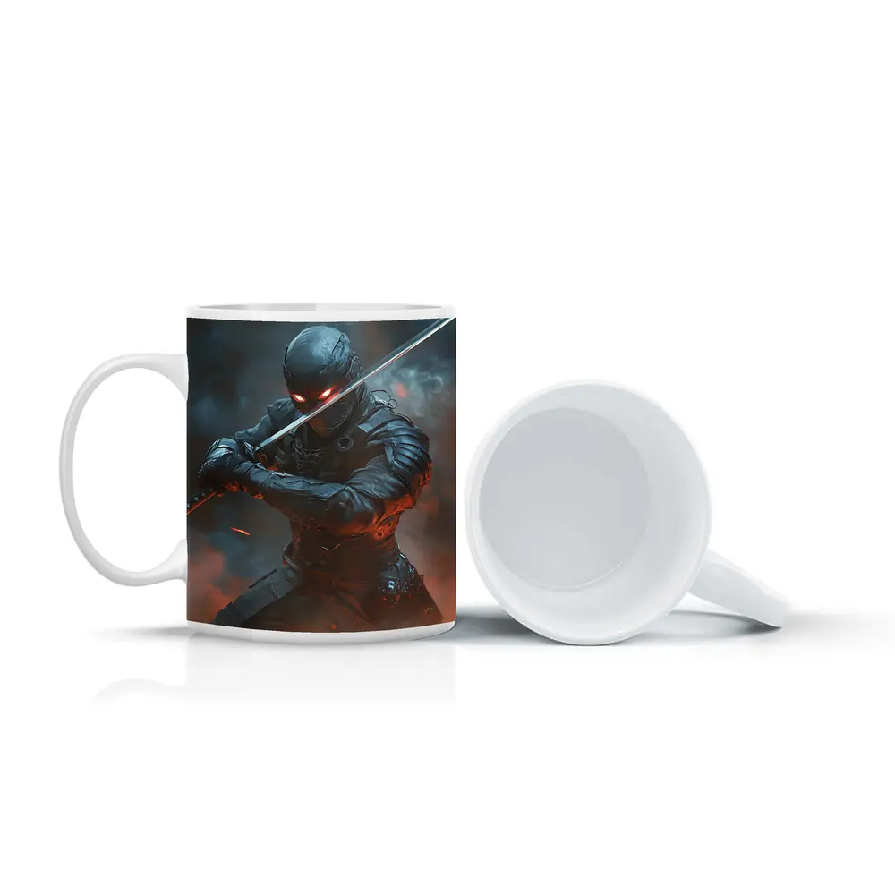 Cyberpunk Ninja Warrior Katana Smoke Battle – Mugs