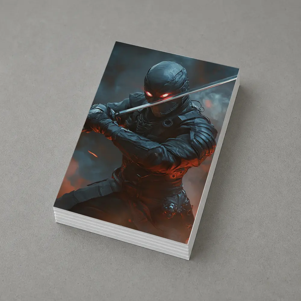 Cyberpunk Ninja Warrior Katana Smoke Battle – Postcards