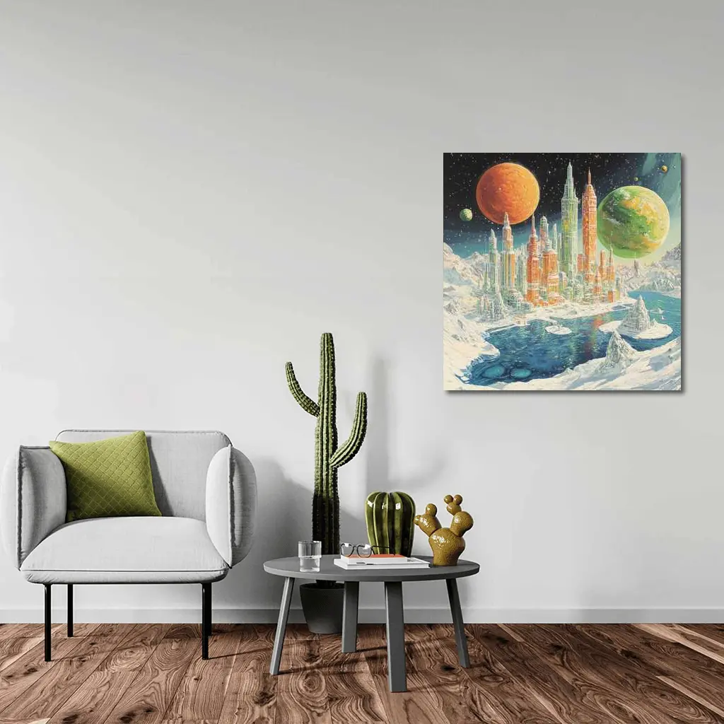 Retro Sci Fi Futuristic City Space Planets – Wall Art