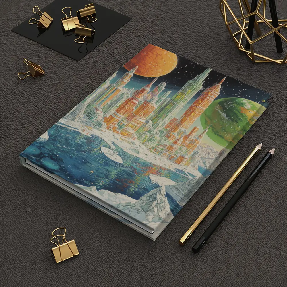Retro Sci Fi Futuristic City Space Planets – Notebooks