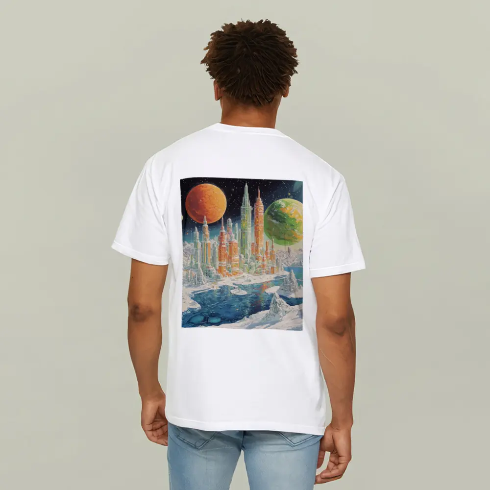 Retro Sci Fi Futuristic City Space Planets – T-Shirts