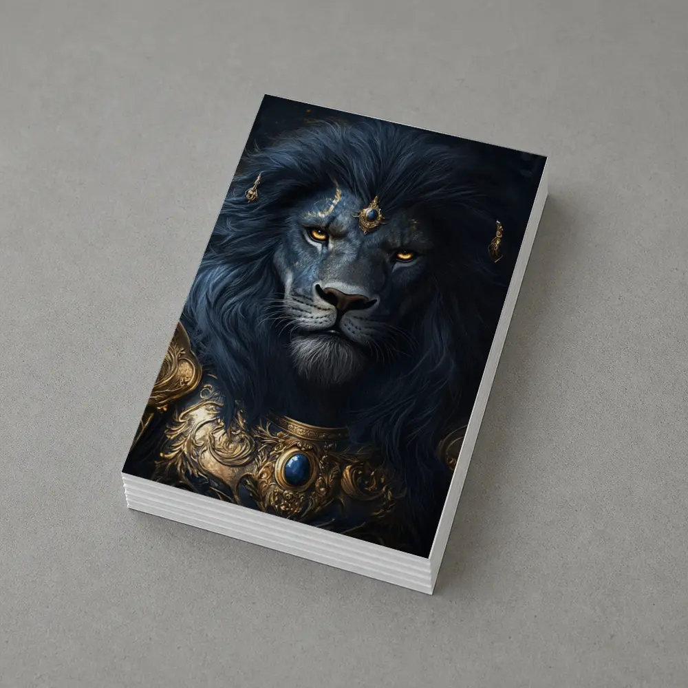 Dark Blue Lion Warrior Gold Armor Fantasy – Postcards