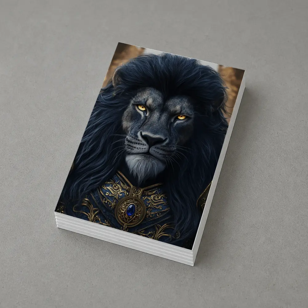 Dark Lion Warrior in Golden Armor Fantasy – Postcards