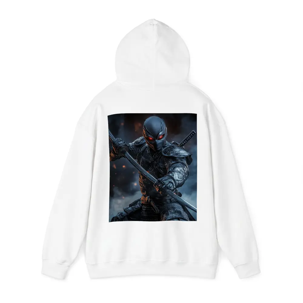 Dark Ninja Warrior Dual Swords Smoky Background – Hoodies
