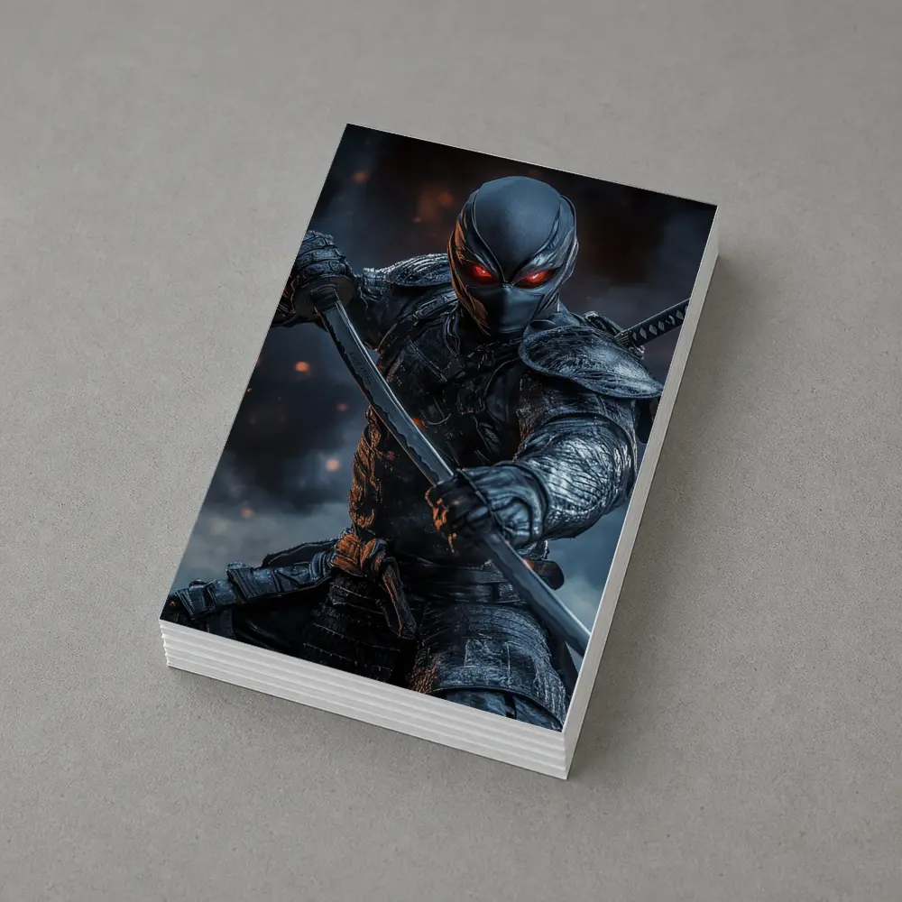 Dark Ninja Warrior Dual Swords Smoky Background – Postcards