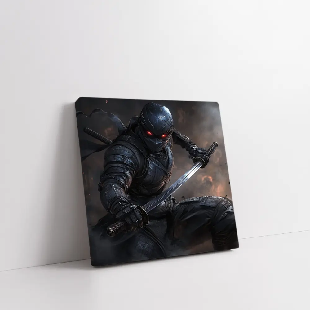 Dark Ninja Warrior Red Eyes Smoke Battle – Wall Art