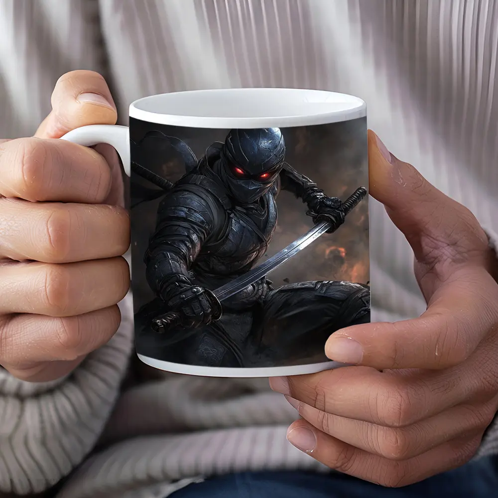 Dark Ninja Warrior Red Eyes Smoke Battle – Mugs