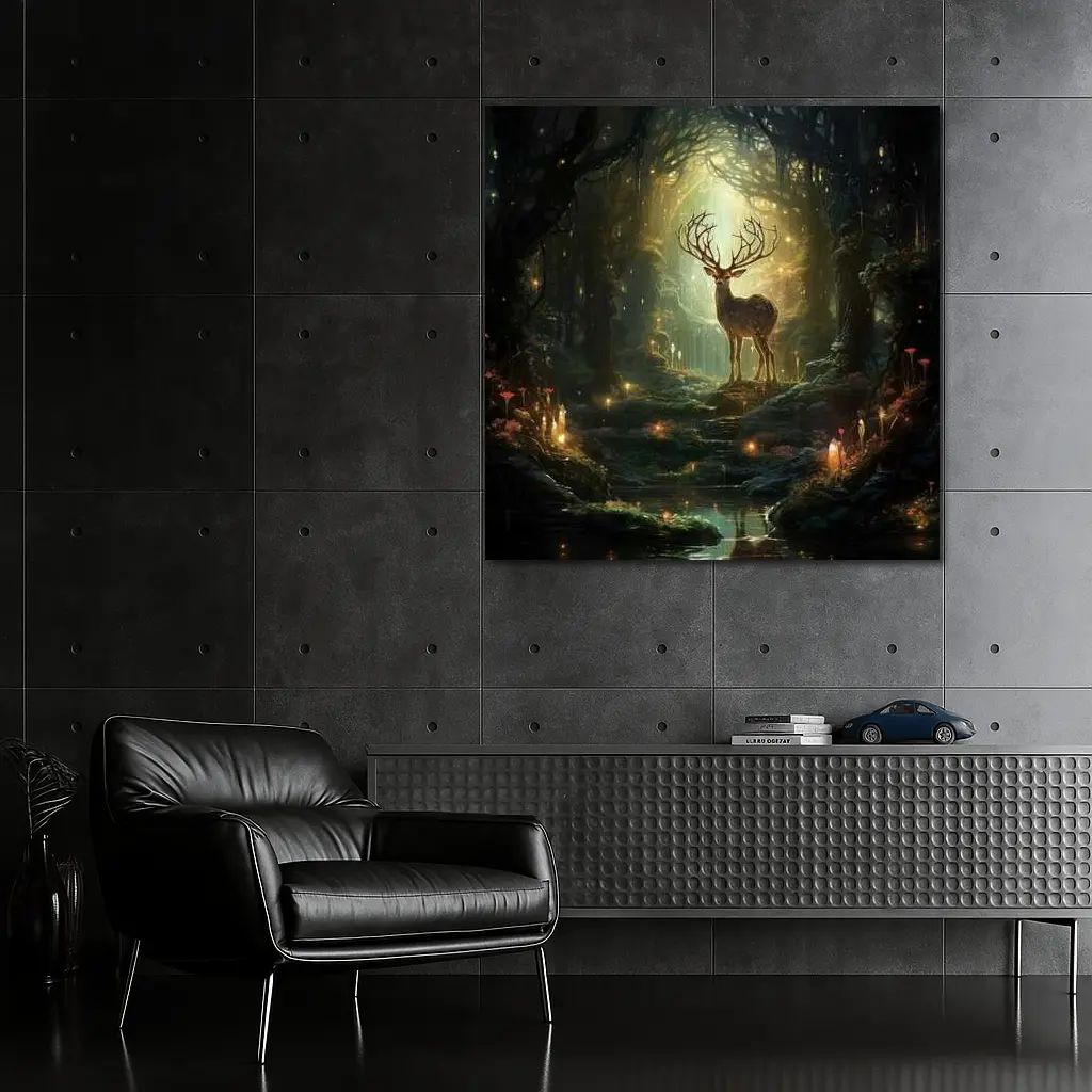Magical Deer Standing In Enchanted Forest – Wall Art
