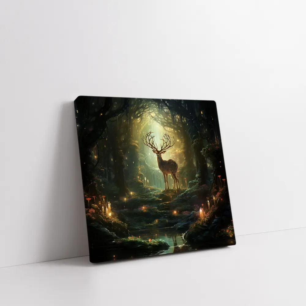 Magical Deer Standing In Enchanted Forest – Wall Art