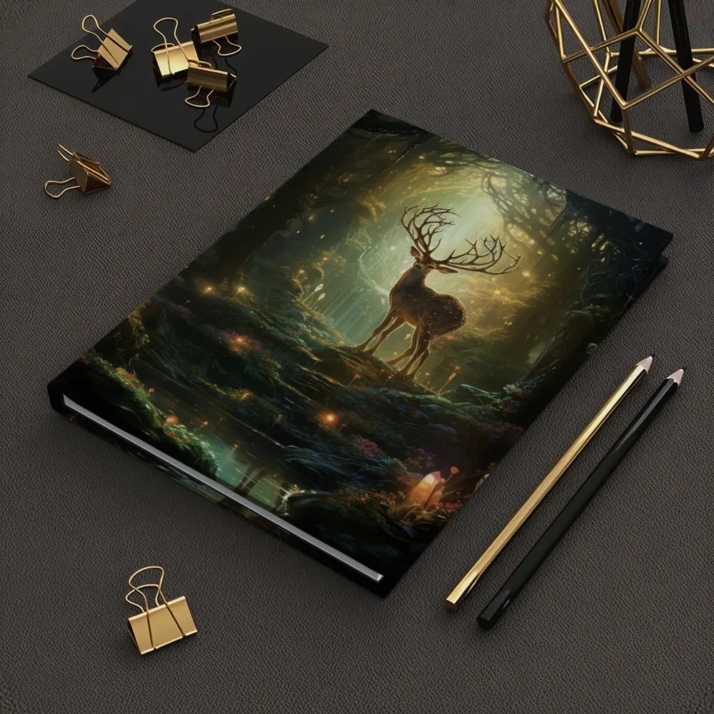 Magical Deer Standing In Enchanted Forest – Notebooks