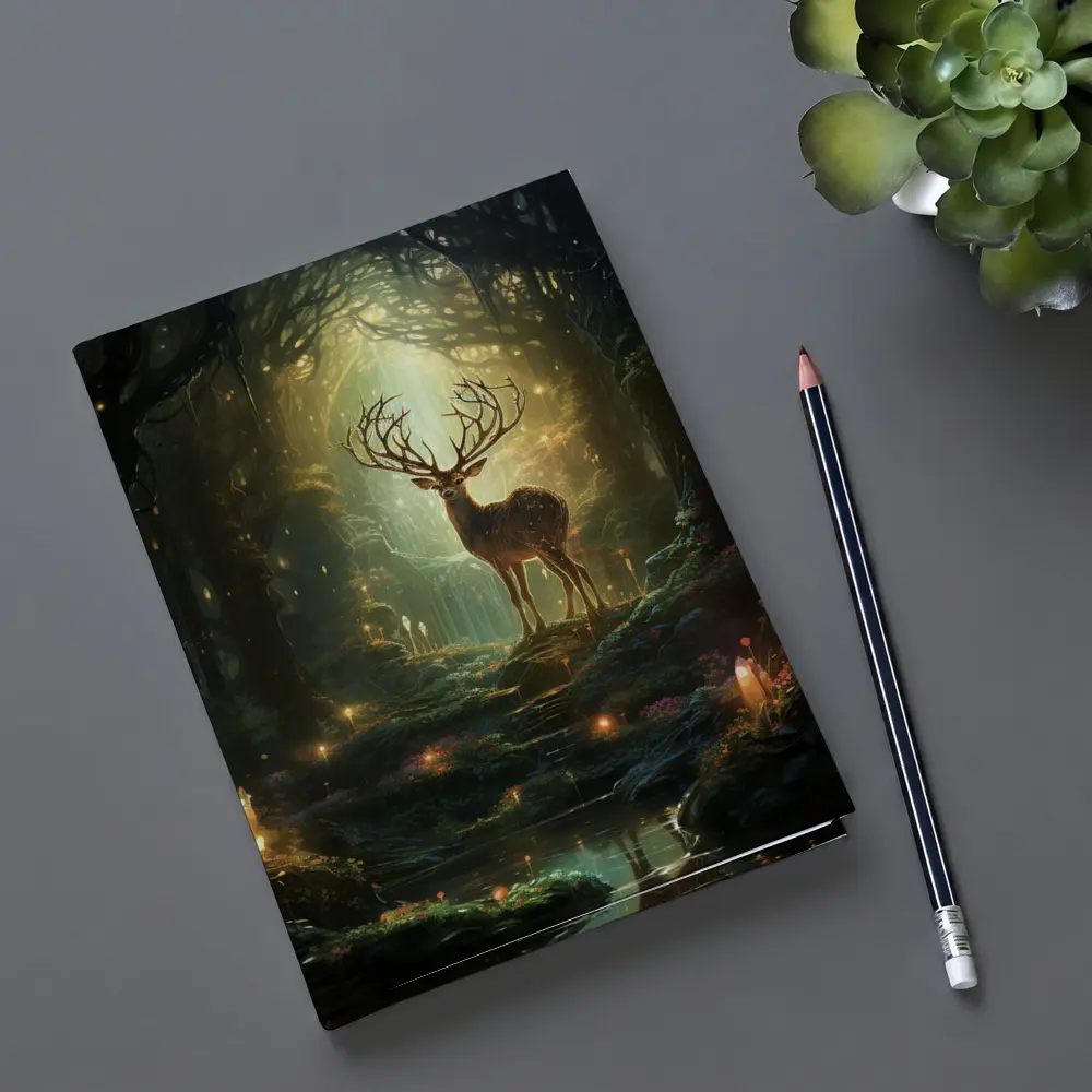 Magical Deer Standing In Enchanted Forest – Notebooks