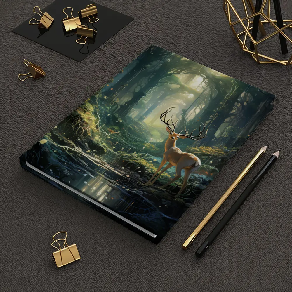 Deer Stag Standing In Enchanted Forest – Notebooks