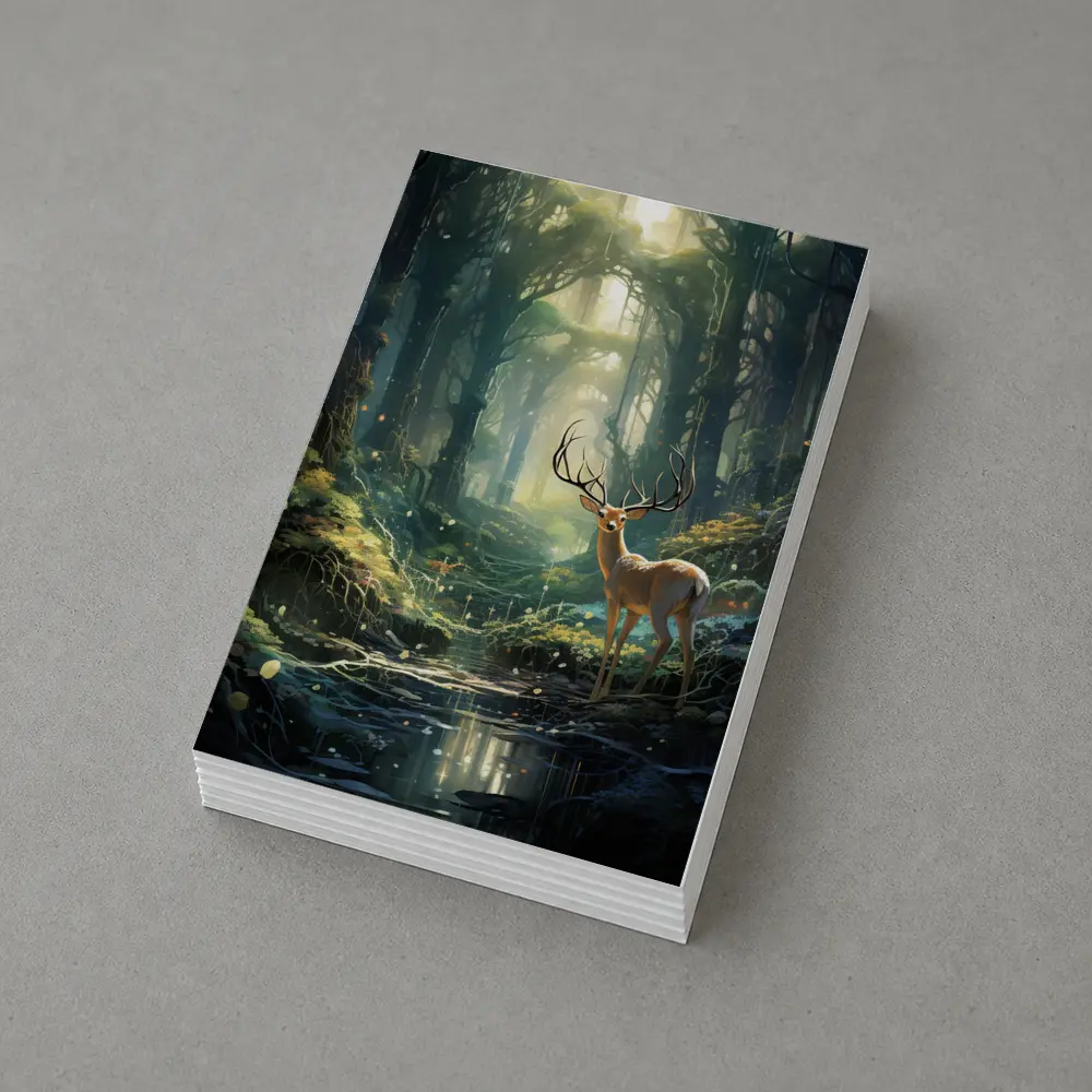 Deer Stag Standing In Enchanted Forest – Postcards