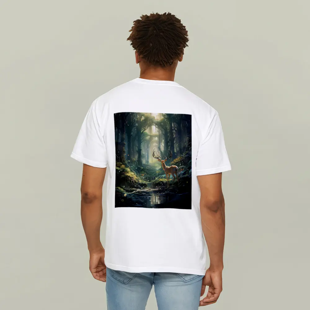 Deer Stag Standing In Enchanted Forest – T-Shirts