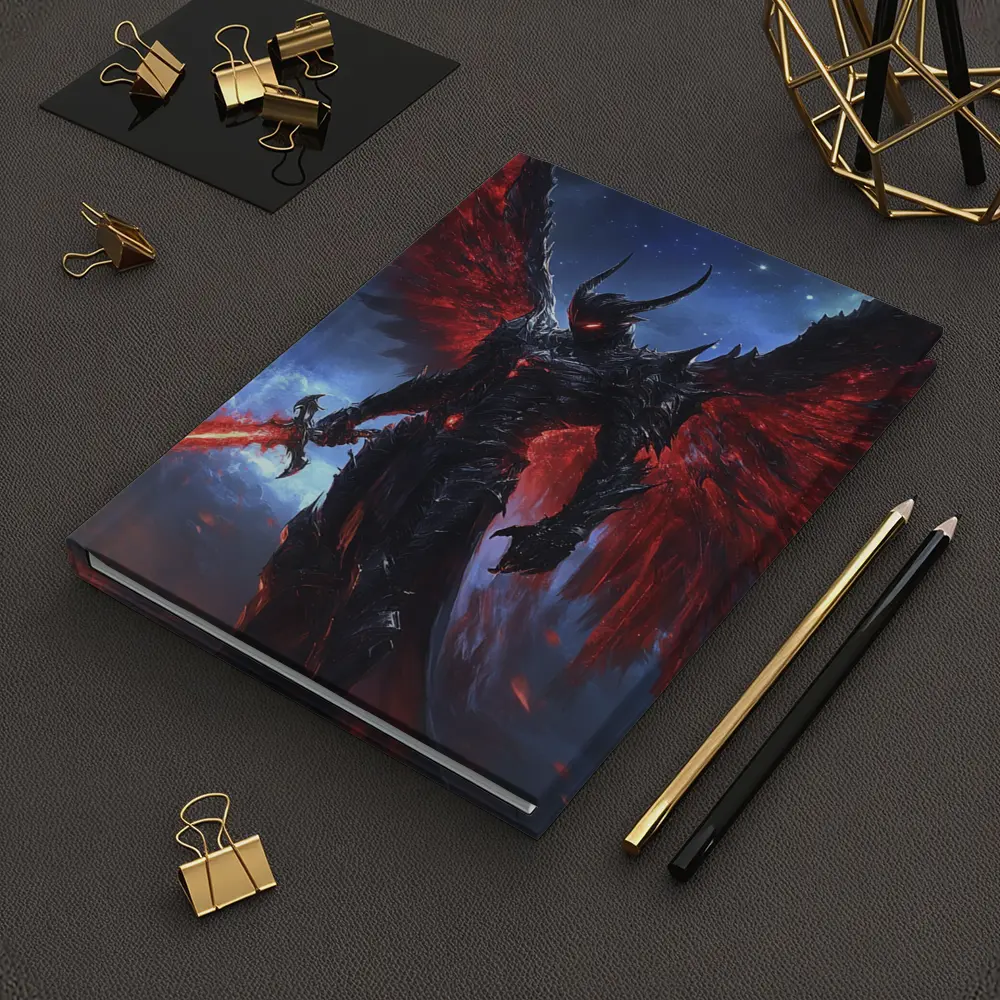 Dark Angel Warrior Red Wings Night Sky – Notebooks