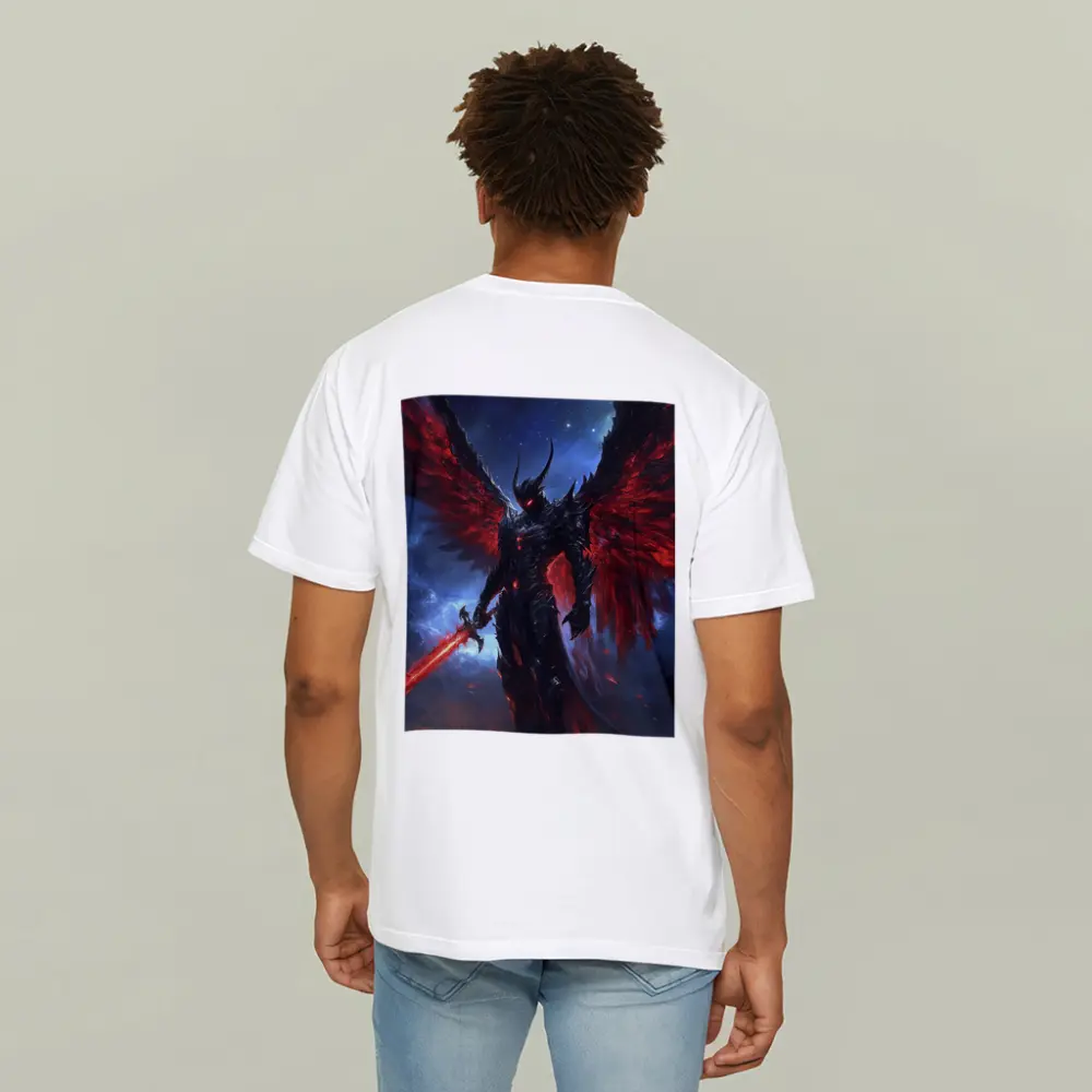 Dark Angel Warrior Red Wings Night Sky – T-Shirts