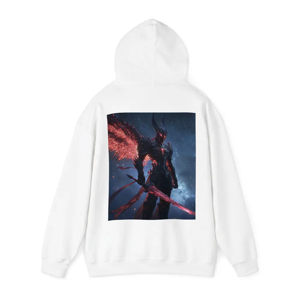 Dark Winged Warrior Red Glowing Spear Stars – Hoodies