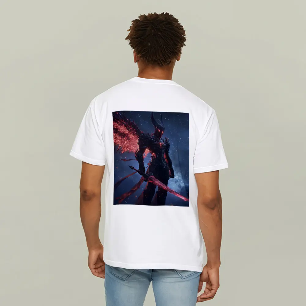 Dark Winged Warrior Red Glowing Spear Stars – T-Shirts