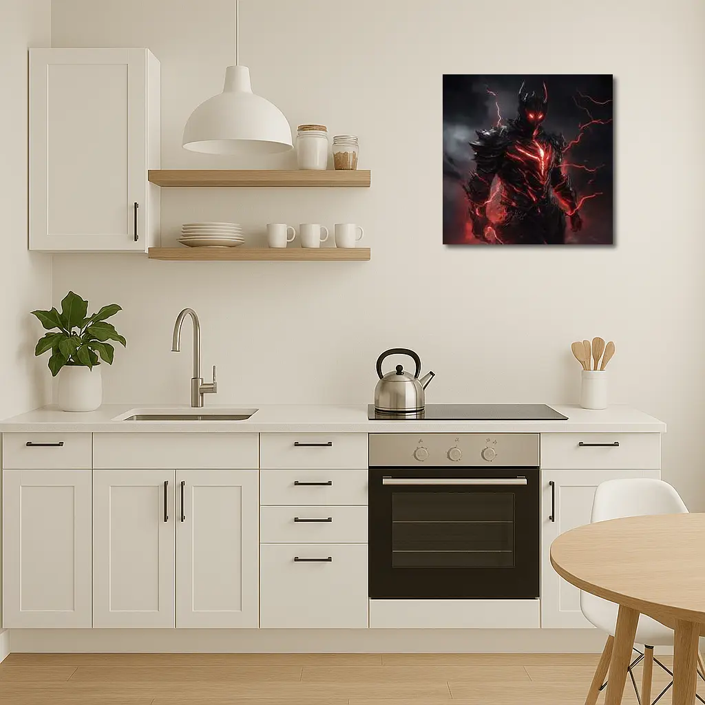 Dark Armored Warrior Red Lightning Storm – Wall Art