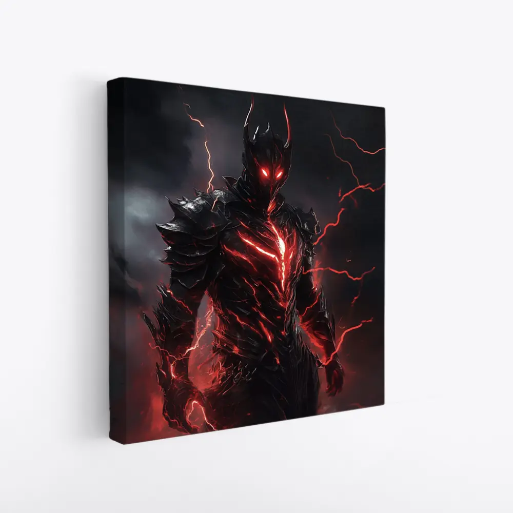 Dark Armored Warrior Red Lightning Storm
