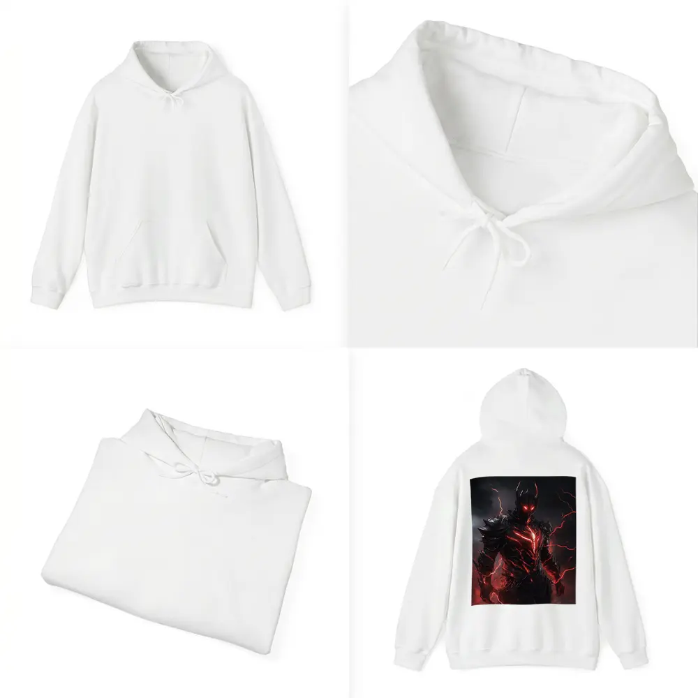 Dark Armored Warrior Red Lightning Storm – Hoodies