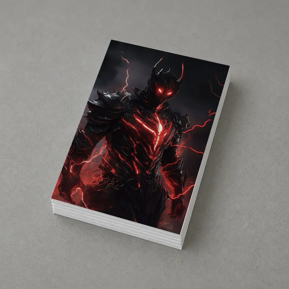 Dark Armored Warrior Red Lightning Storm – Postcards