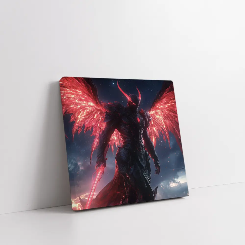 Dark Demon Angel Red Wings Starry Sky – Wall Art