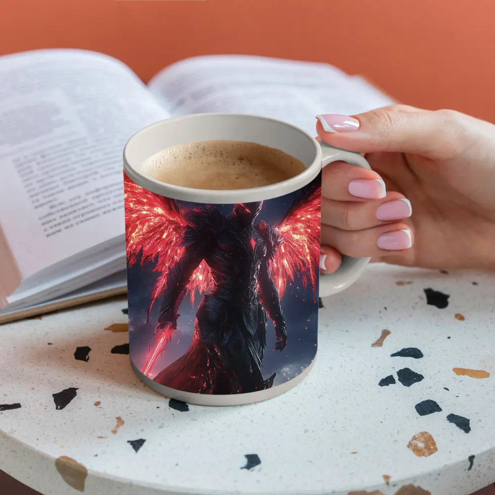 Dark Demon Angel Red Wings Starry Sky – Mugs