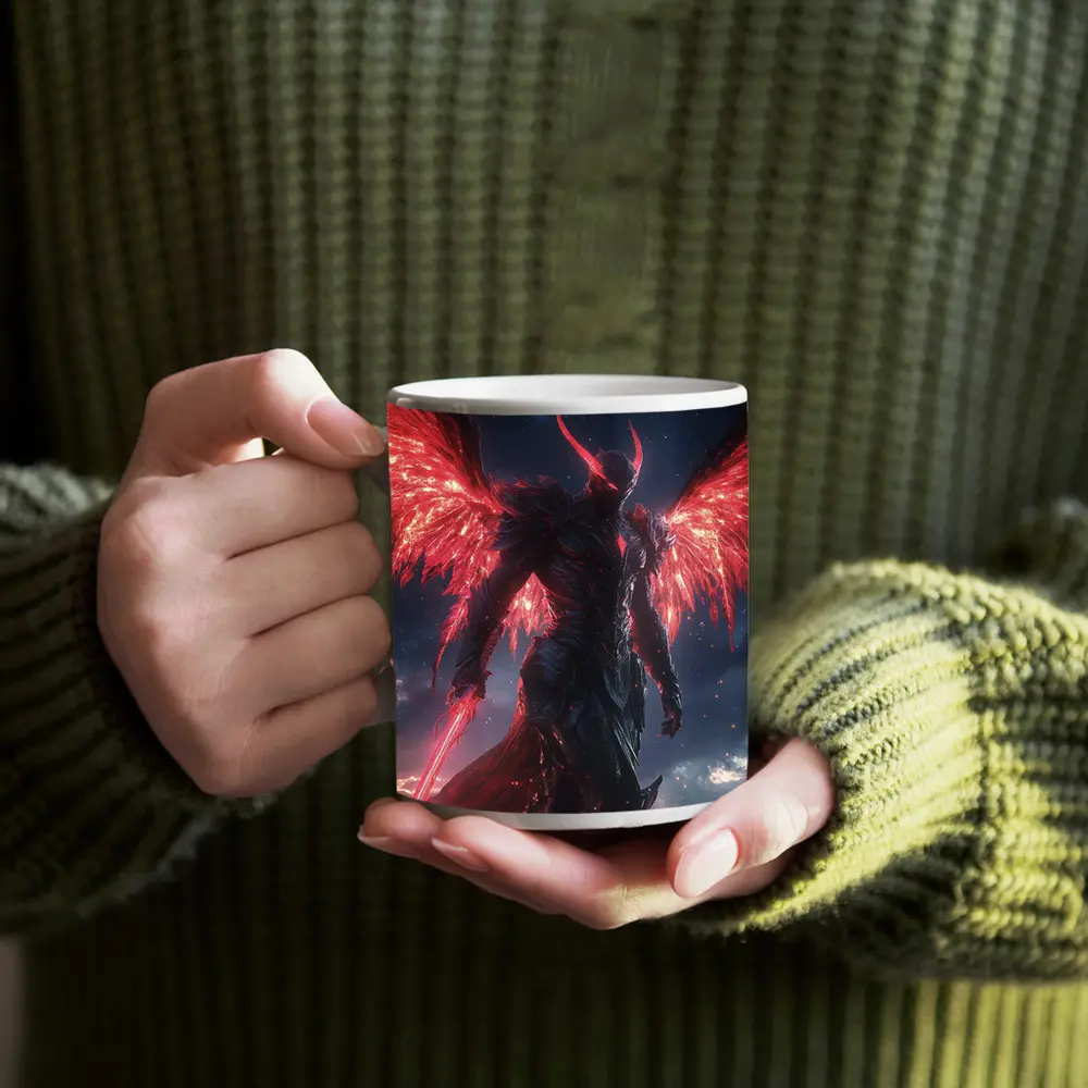 Dark Demon Angel Red Wings Starry Sky – Mugs