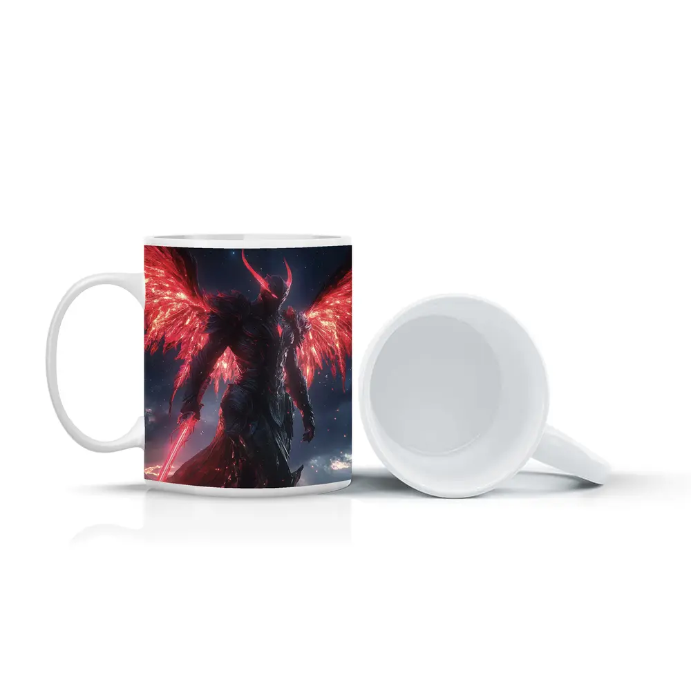 Dark Demon Angel Red Wings Starry Sky – Mugs