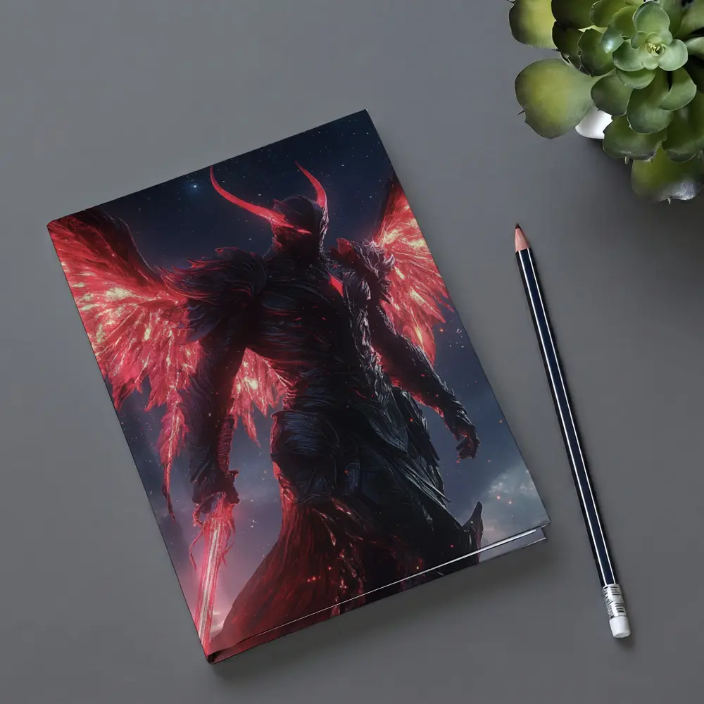 Dark Demon Angel Red Wings Starry Sky – Notebooks